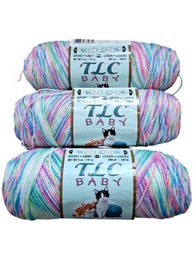 TLC Baby Sport Light Yarn Giggle Print Pastel Multi Color 5 Oz Skeins 360 Yd Coa